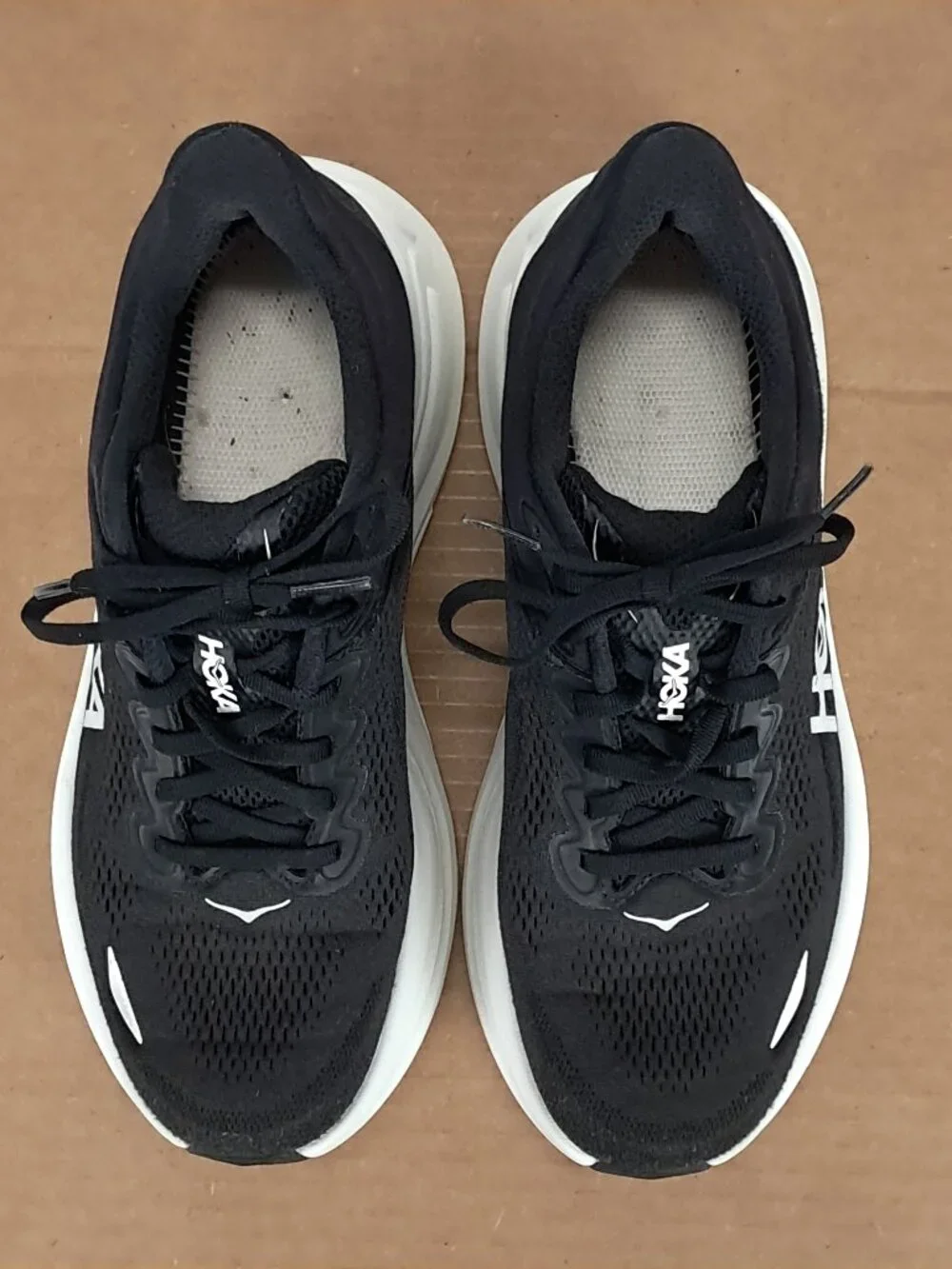 Hoka Bondi 9 Shoes Men 8.5 D Black White Athletic Running Sneakers 1162011 BWHT
